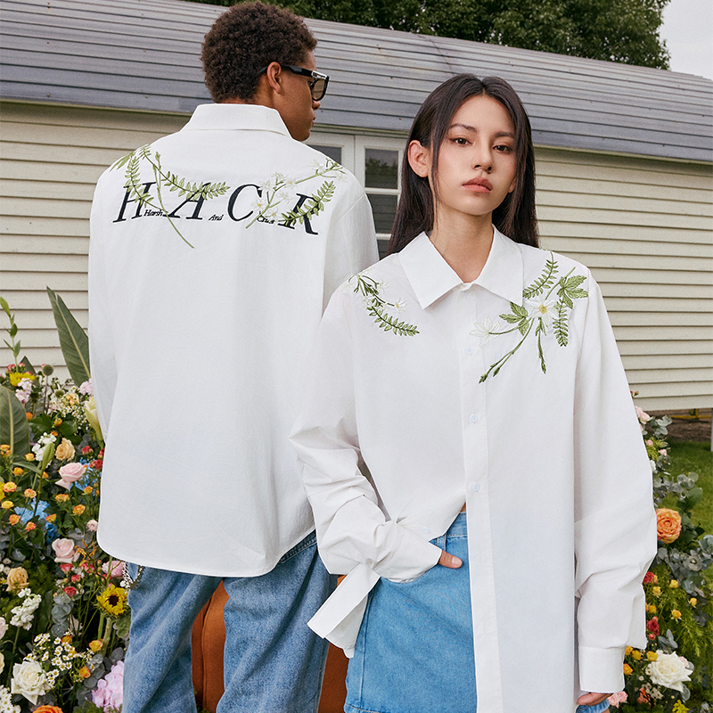 harshandcruel刺绣长袖衬衣