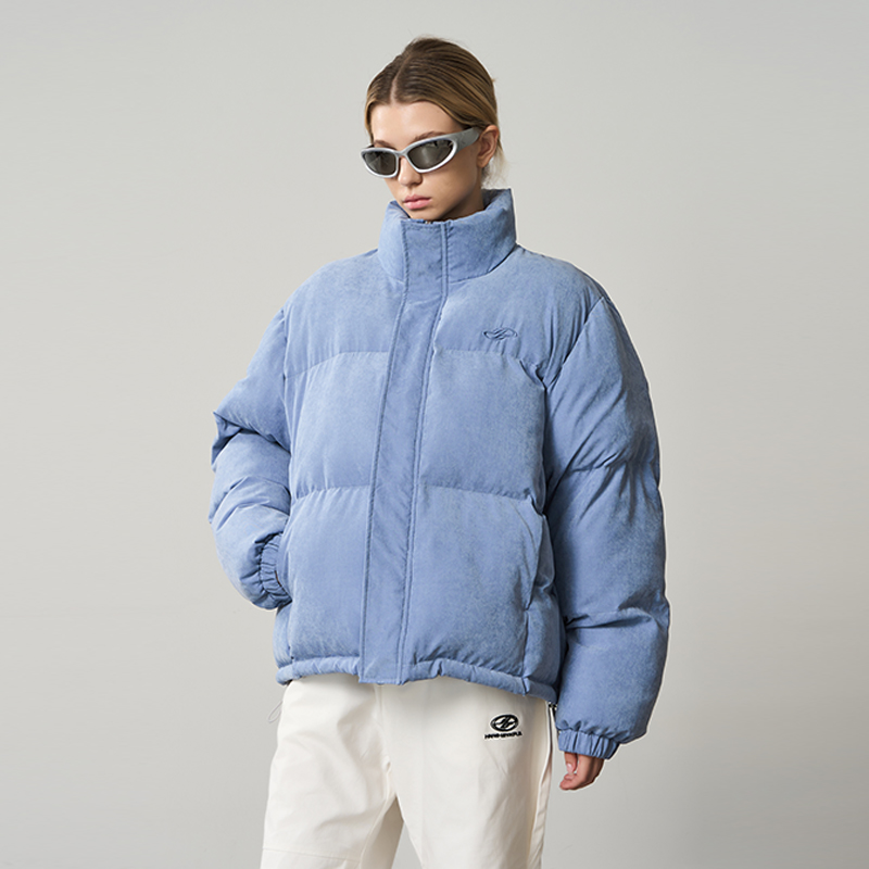 刺绣隐藏式口袋基础立领棉服