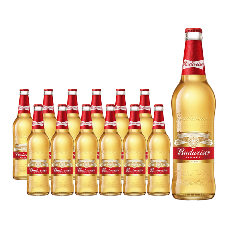 百威纯生啤酒500ml*12瓶整箱包邮特批价玻璃瓶口感醇厚