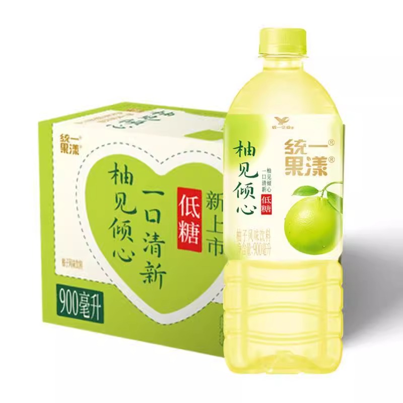 统一果漾柚见倾心900ml*8瓶整箱特批价夏日畅饮大瓶低糖柚子饮料