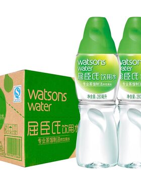 屈臣氏蒸馏制法饮用水280ml*32瓶整箱屈臣氏水疗敷脸蒸馏水包邮