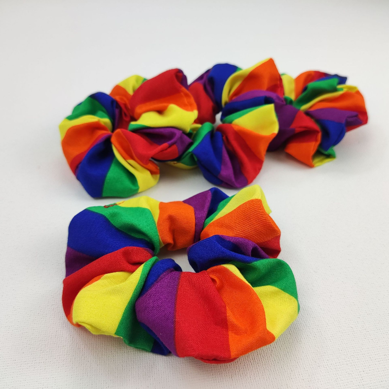 彩虹大肠发圈橡皮筋褶皱彩色头绳宠物口水巾发圈