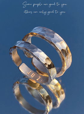 情侣纯银简约水波纹对戒百搭