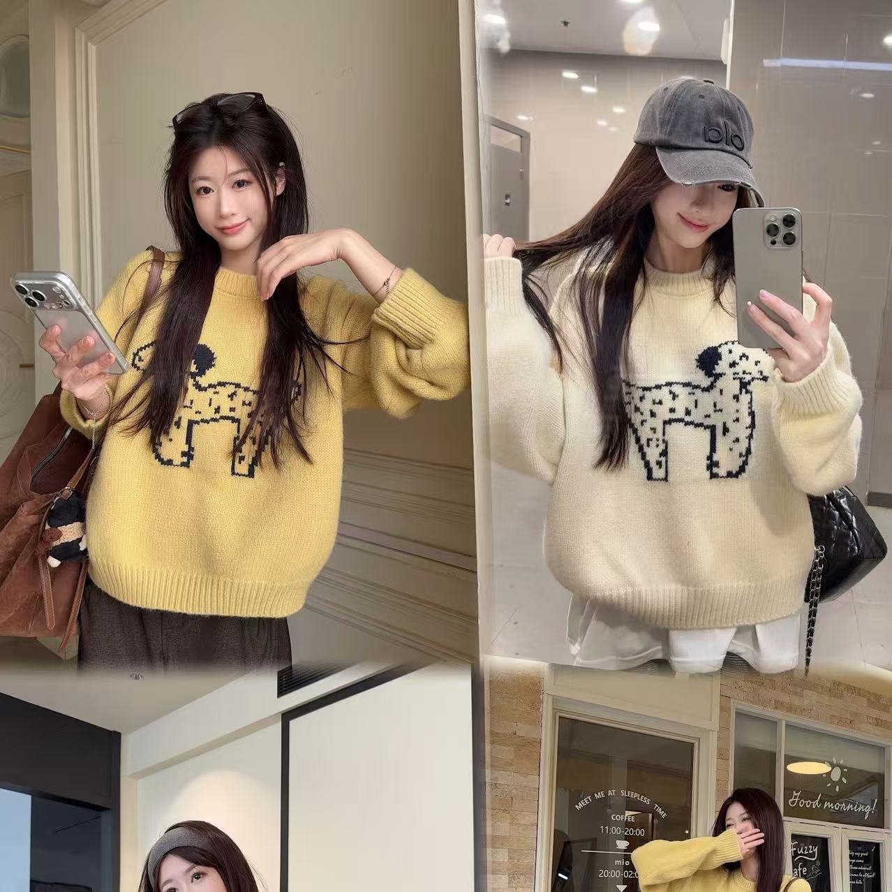 实拍 元气减龄小狗毛衣秋冬季韩系软糯设计感显瘦上衣