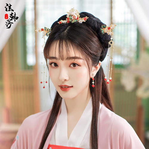 古风原创步摇套装坦领发簪头饰