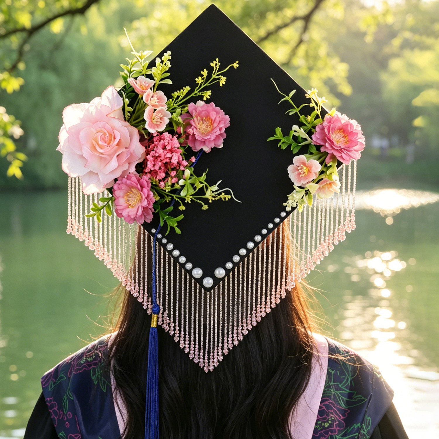 新中式簪花学士帽成品