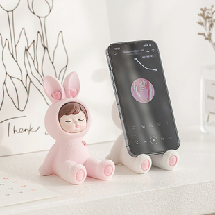 新款 饰 天使兔手机支架网红桌面小摆件送女生男生礼物客厅办公桌装