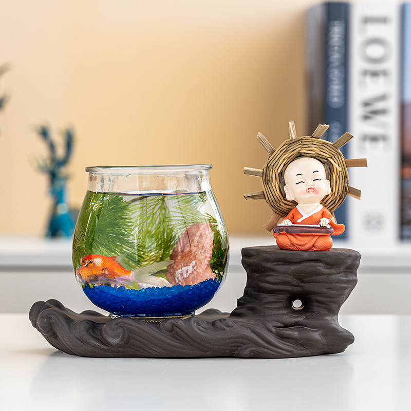 观赏生态瓶鱼微景观免换水免打理diy水族办公桌面创意造景小鱼缸