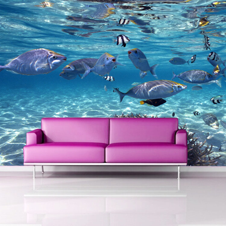 海底世界3d海景壁纸立体唯美壁画地中海墙布卧室客厅沙发背景墙纸