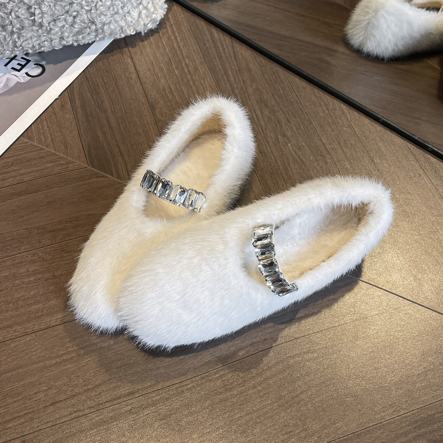 玛丽珍毛毛鞋女外穿2026新款秋冬加绒棉鞋保暖毛绒大码女鞋41到43,女鞋,棉鞋,淘宝优惠券,粉丝福利购,淘宝优惠卷