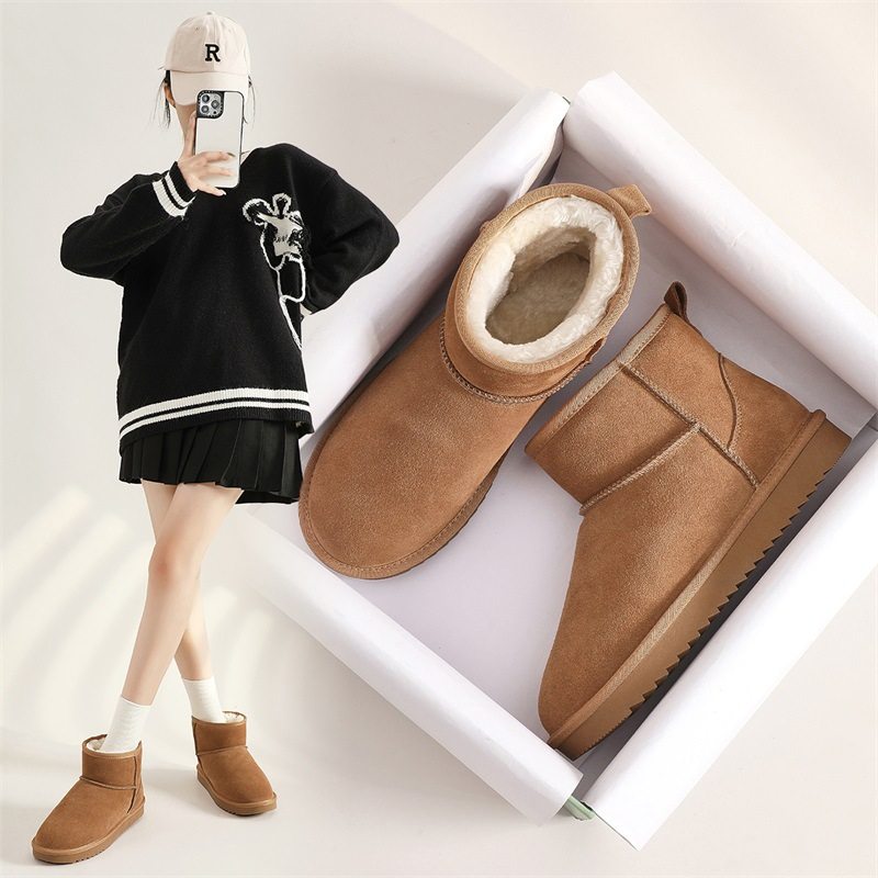 ZHR简约雪地靴女2023冬季新款加绒保暖网红短筒厚底休闲百搭女靴,女鞋,时尚雪地靴,淘宝优惠券,粉丝福利购,淘宝优惠卷