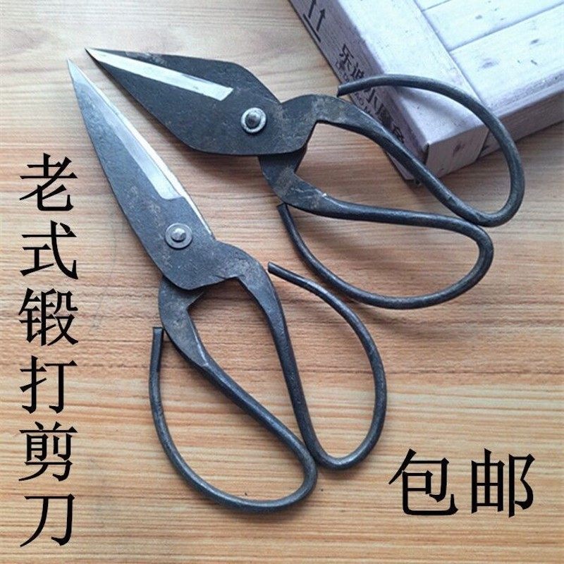 老式剪刀家用厨房剪手工锻打铁质大头剪鸡鸭厨用工业铁皮橡胶剪子