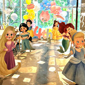 迪士尼城堡公主立牌派对场景女孩气球迎宾牌背景kt板生日墙面装 饰