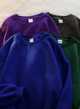 MEMZ潮牌炸街百搭纯色圆领套头卫衣男港风冬季保暖加绒简约上衣潮