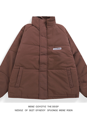 MEMZ港式拼接复古立领棉服男生冬季休闲宽松vibe高街棉衣保暖外套