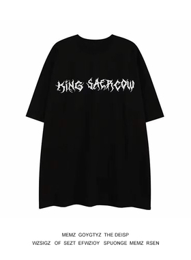 2024新款韩版潮流百搭痞帅美式高街字母印花OVERSIZE短袖insT恤男