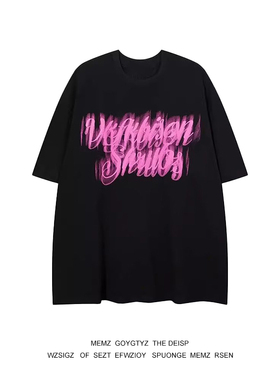 美式潮牌设计感小众短袖insT恤男女夏季宽松休闲百搭情侣纯棉体恤