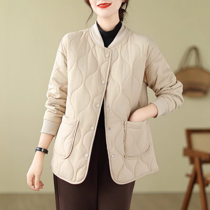 轻薄羽绒棉服外套女2025秋冬新款夹棉保暖防风棉衣女士时尚棒球服