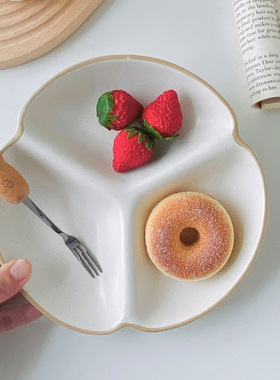 ins风陶瓷分隔盘子家用餐具分菜盘早餐盘定量分餐盘三格饺子盘