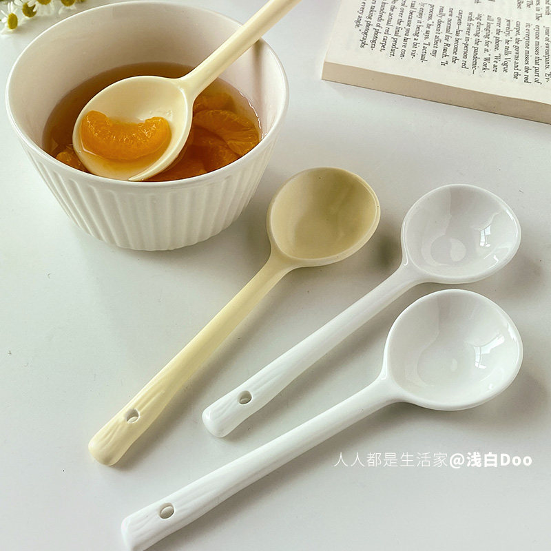 汤勺调羹吃饭勺可爱奶油色系