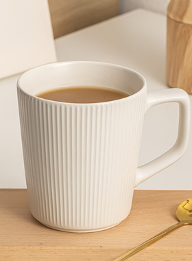 浅白doo陶瓷杯子水杯马克杯家用茶杯大容量喝水陶瓷杯简约咖啡杯