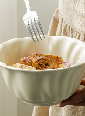 浅白doo 清新奶油风米饭碗ins面碗6英寸陶瓷碗高颜值沙拉碗 微瑕