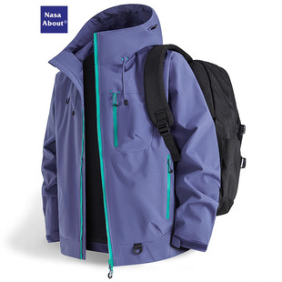 新款 春秋季 运动休闲防风登山服情侣外套 ABOUT冲锋衣夹克男士 NASA