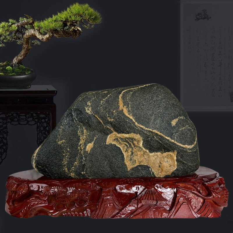 天然青石原石正宗泰山石敢当补角靠山石办公室客厅观赏石奇石摆件