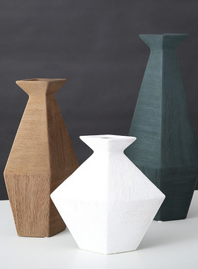 绝美陶瓷花盆现代简约粗陶瓷花瓶 创意时尚插花干花花器 客厅餐桌