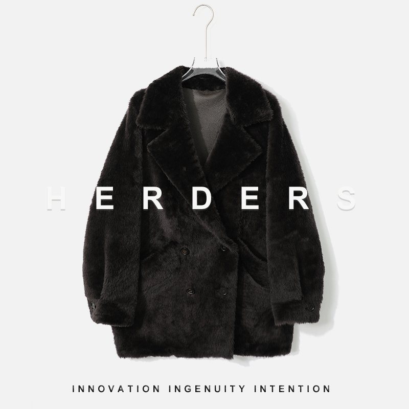 《邢康莉甄选》 翻领中长款皮毛一体外套 52231