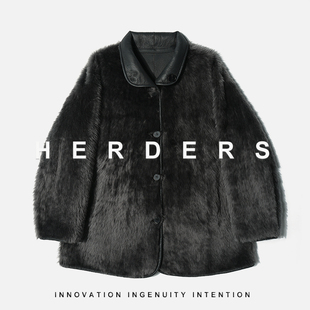 皮毛一体外套 翻领纽扣款 拉贡短款 52288 邢康莉甄选