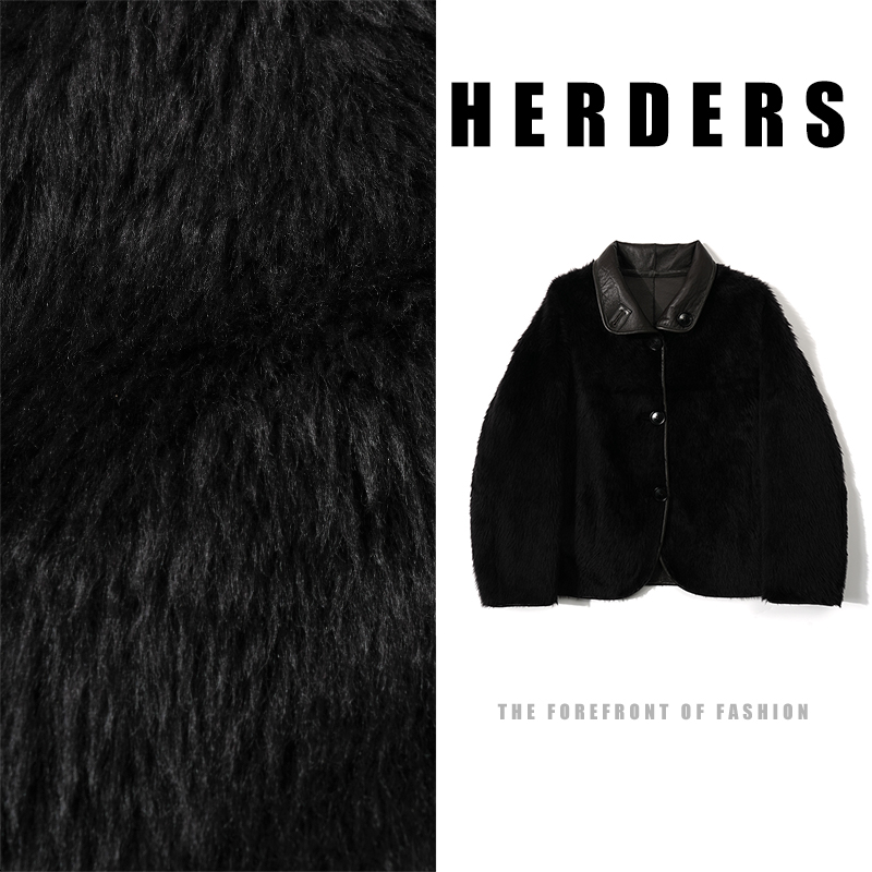 【刑康莉甄选】 短款小翻领皮毛一体外套 257627