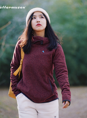 Klattermusen攀山鼠秋冬女士羊毛混纺版运动休闲帽衫金苹果20619W