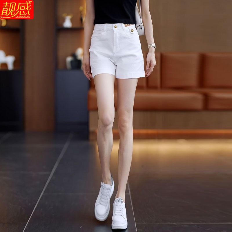 白色纯棉软牛仔短裤女2025新款爆款夏季冰丝透气休闲阔腿四分裤子
