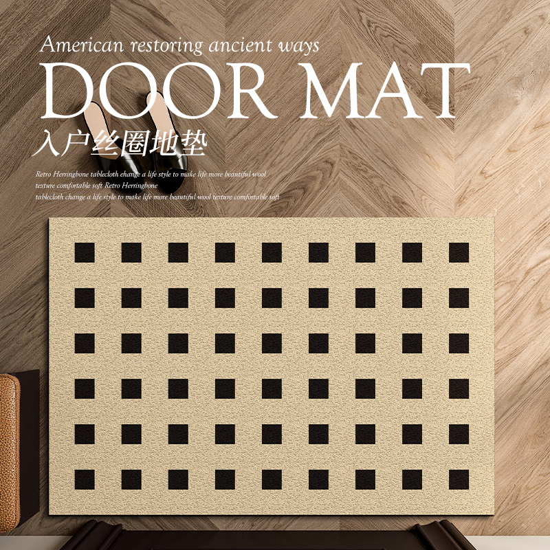 中古风入户门地垫门口进门丝圈脚垫门外入户门垫法式家用耐脏地毯