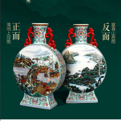 景德镇瓷器王锡良王采老师国瓷双绝抱月瓶家居客厅书房摆件装饰品