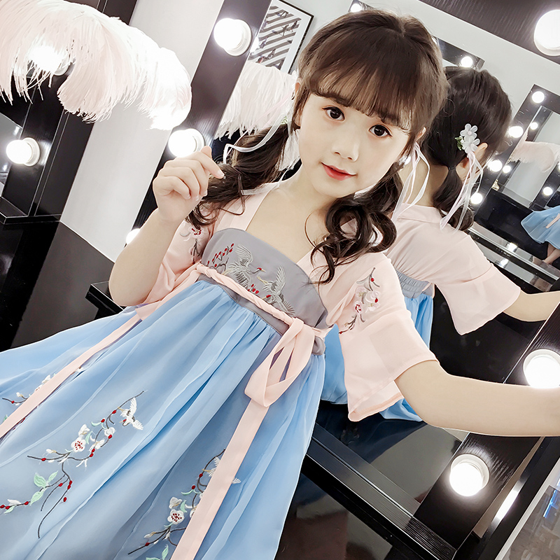 女童夏装夏天超仙古装汉服裙子连衣裙夏季儿童童装中国风短袖襦裙