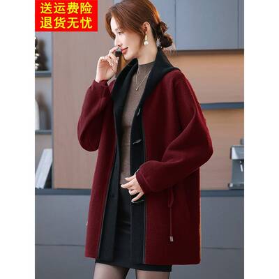 中年妈妈秋装外套女气质2025新款中老年女装秋冬款喜婆婆红色大衣