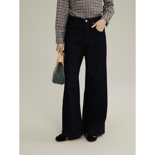 Retro 小个子宽松直筒裤 jenta 女2025春季 蓝色高腰牛仔裤 RUGM