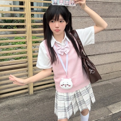 浅格彩虹色春夏正版原创校供感jk格裙学生A字裙半身裙百褶裙