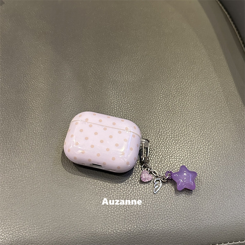 撞色系波点紫色适用于airpodspro1代2代3代4代耳机壳保护套