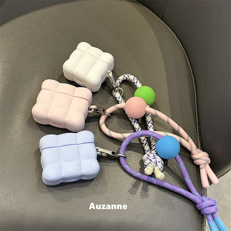小众可爱泡芙方格适用于airpodspro1代2代3代4代耳机壳保护套