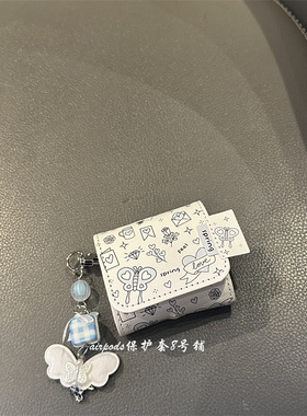 可爱蓝色蝴蝶适用于华为freebuds4代5代6i耳机壳pro3代4代保护套