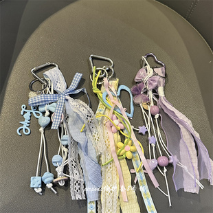 春日多巴胺碎花包包挂链车钥匙手机挂坠airpods耳机壳挂饰品