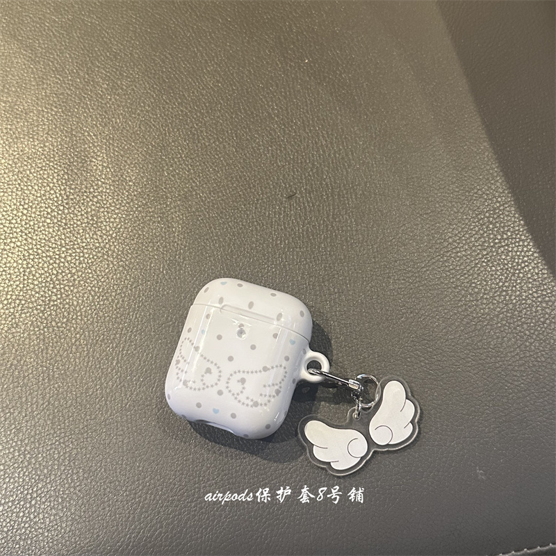 灰色波点翅膀耳机壳保护套