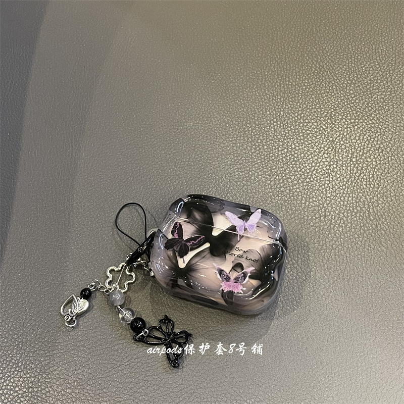 日韩黑色蝴蝶耳机壳保护套