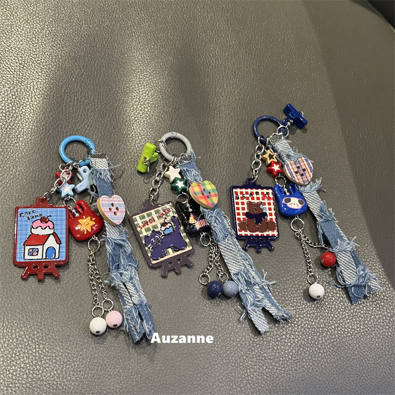 卡通牛仔布适用于手机挂链包包车钥匙airpods耳机壳挂饰品,3C数码配件,手机挂件/手机链,淘宝优惠券,粉丝福利购,淘宝优惠卷