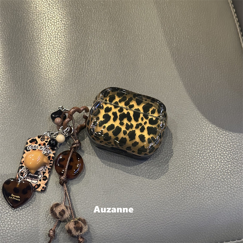 半透黑棕色豹纹耳机壳保护套