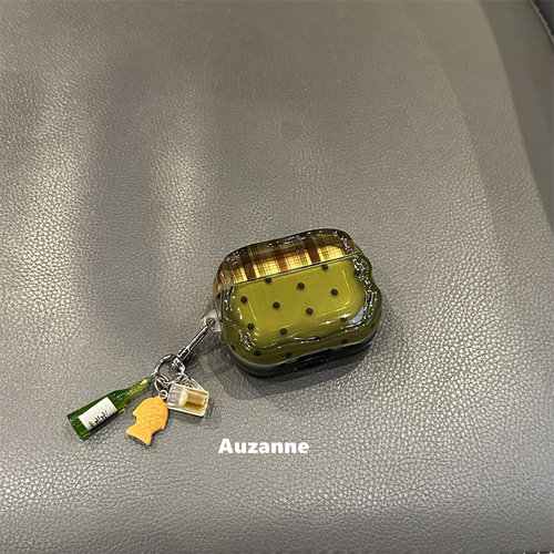 半透墨绿色波点耳机壳保护套