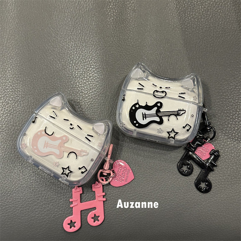 半透可爱卡通吉他小猫适用于airpodspro1代2代3代4代蓝